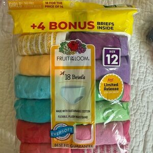 NWT New size 12 Fruit of the Loom Tag-Free Hipsters Multi-Color 18 Pack